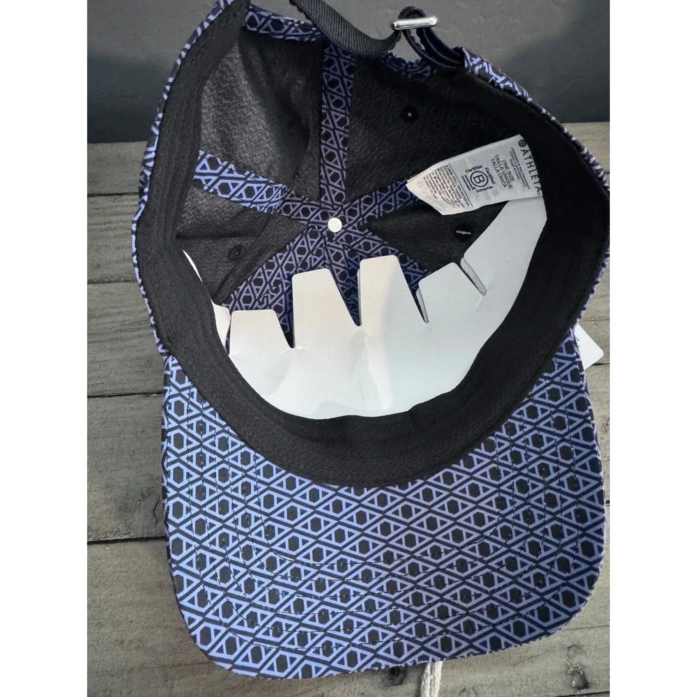 Athleta Blue Black Geometric Print Baseball Cap Water Repellent Recycled Hat NWT